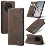 For OnePlus 12 CaseMe 013 Retro Frosted Flip Leather Phone Case(Coffee)