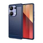 For Xiaomi Redmi Note 13 Pro 4G Global Brushed Texture Carbon Fiber TPU Phone Case(Blue)