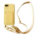 For iPhone SE 2022 / 2020 Card Slot Liquid Silicone Phone Case with Lanyard(Yellow)