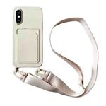 For iPhone XS / X Card Slot Liquid Silicone Phone Case with Lanyard(White)