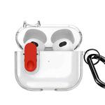 For AirPods 3 DUX DUCIS PECL Series Split Transparent Earphone Case with Hook(Transparent Red)