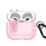 For AirPods 3 DUX DUCIS PECL Series Split Transparent Earphone Case with Hook(Pink)