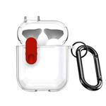 For AirPods 1/2 DUX DUCIS PECL Series Split Transparent Earphone Case with Hook(Transparent Red)