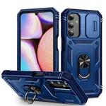 For Samsung Galaxy A15 Sliding Camshield TPU + PC Phone Case with Holder(Navy Blue)