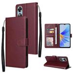 For OPPO A17 4G / A17k 3-Card Slots Multifunctional Leather Phone Case(Wine Red)