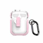 For AirPods 1/2 DUX DUCIS PECN Series Split Two-color Transparent Earphone Case with Hook(Pink White)