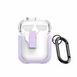 For AirPods 1/2 DUX DUCIS PECN Series Split Two-color Transparent Earphone Case with Hook(Purple White)