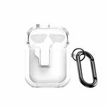 For AirPods 1/2 DUX DUCIS PECN Series Split Two-color Transparent Earphone Case with Hook(White)