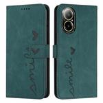 For Realme C67 4G Global Skin Feel Heart Embossed Leather Phone Case with Long Lanyard(Green)