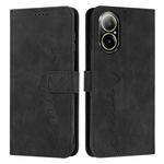 For Realme C67 4G Global Skin Feel Heart Embossed Leather Phone Case with Long Lanyard(Black)