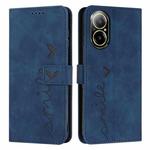 For Realme C67 4G Global Skin Feel Heart Embossed Leather Phone Case with Long Lanyard(Blue)