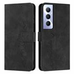 For Realme C65 4G Skin Feel Heart Embossed Leather Phone Case with Long Lanyard(Black)