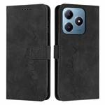For Realme C63 Skin Feel Heart Embossed Leather Phone Case with Long Lanyard(Black)