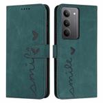 For Realme C75 / V60 Pro Skin Feel Heart Embossed Leather Phone Case with Long Lanyard(Green)