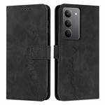 For Realme C75 / V60 Pro Skin Feel Heart Embossed Leather Phone Case with Long Lanyard(Black)