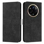 For Realme 14 Pro+ Skin Feel Heart Embossed Leather Phone Case with Long Lanyard(Black)