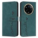 For Realme 14 Pro Skin Feel Heart Embossed Leather Phone Case with Long Lanyard(Green)