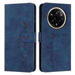 For Realme 14 Pro Skin Feel Heart Embossed Leather Phone Case with Long Lanyard(Blue)