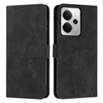 For Realme 14 / P3 5G / 14T 5G Skin Feel Heart Embossed Leather Phone Case with Long Lanyard(Black)