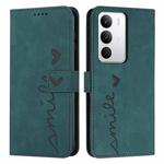 For Realme C71 4G Skin Feel Heart Embossed Leather Phone Case with Long Lanyard(Green)