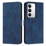 For Realme C71 4G Skin Feel Heart Embossed Leather Phone Case with Long Lanyard(Blue)