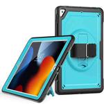 For iPad 10.2 2021 / 2020 / 10.5 2019 Honeycomb Hand Grip Turntable Stand Tablet Case(Light Blue)