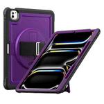 For iPad Pro 13 2024 Honeycomb Hand Grip Turntable Stand Tablet Case(Purple)