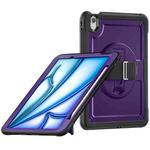 For iPad Air 11 2024 Honeycomb Hand Grip Turntable Stand Tablet Case(Purple)