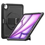 For iPad Air 13 2024 Honeycomb Hand Grip Turntable Stand Tablet Case(Black)