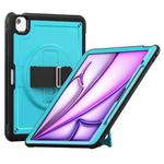 For iPad Air 13 2024 Honeycomb Hand Grip Turntable Stand Tablet Case(Light Blue)