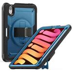For iPad mini 2024 / mini 6 Honeycomb Hand Grip Turntable Stand Tablet Case(Navy Blue)
