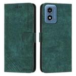 For Motorola Moto G04/G24 Skin Feel Stripe Pattern Leather Phone Case with Long Lanyard(Green)