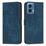 For Motorola Moto G Play 5G 2024 / G 5G 2024 Skin Feel Stripe Pattern Leather Phone Case with Long Lanyard(Blue)