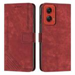 For Motorola Moto G Stylus 5G 2024 Skin Feel Stripe Pattern Leather Phone Case with Long Lanyard(Red)