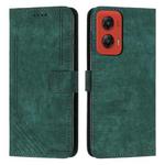 For Motorola Moto G Stylus 5G 2024 Skin Feel Stripe Pattern Leather Phone Case with Long Lanyard(Green)