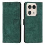 For Motorola Moto X50 Ultra Skin Feel Stripe Pattern Leather Phone Case with Long Lanyard(Green)