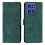 For Motorola Edge 60 Fusion Skin Feel Stripe Pattern Leather Phone Case with Long Lanyard(Green)