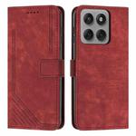 For Motorola Edge 60 Pro Skin Feel Stripe Pattern Leather Phone Case with Lanyard(Red)