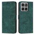For Motorola Edge 60 Pro Skin Feel Stripe Pattern Leather Phone Case with Lanyard(Green)