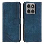 For Motorola Edge 60 Pro Skin Feel Stripe Pattern Leather Phone Case with Lanyard(Blue)