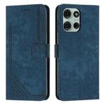 For Motorola Moto G56 5G Skin Feel Stripe Pattern Leather Phone Case with Lanyard(Blue)