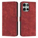 For Motorola Moto G86 5G Skin Feel Stripe Pattern Leather Phone Case with Lanyard(Red)