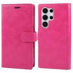 For Samsung Galaxy S24 Ultra 5G GOOSPERY MANSOOR DIARY 9 Card Slots Leather Phone Case(Rose Red)