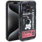 For iPhone 15 Pro Max Astronaut Pattern Silicone Straight Edge Phone Case(Mars Astronaut-Black)