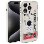 For iPhone 15 Pro Max Astronaut Pattern Silicone Straight Edge Phone Case(Mars Astronaut-White)