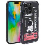 For iPhone 16 Pro Max Astronaut Pattern Silicone Straight Edge Phone Case(Mars Astronaut-Black)