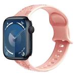 For Apple Watch Series 9 41mm Butterfly Flower Embossed Silicone Watch Band(Retro Rose)