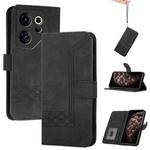 For Tecno Camon 20 Premier Cubic Skin Feel Flip Leather Phone Case(Black)