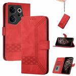 For Tecno Camon 20 Premier Cubic Skin Feel Flip Leather Phone Case(Red)