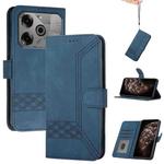 For Tecno Pova 6 Pro Cubic Skin Feel Flip Leather Phone Case(Blue)
